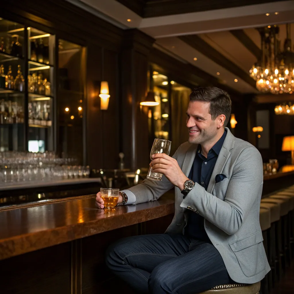 John Smith enjoying a cocktail